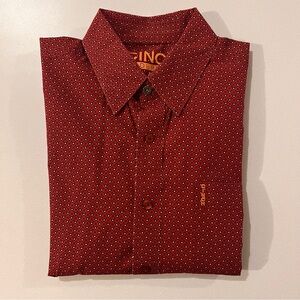 Cinch Men's Modern Fit Polka-dot Shirt - Red